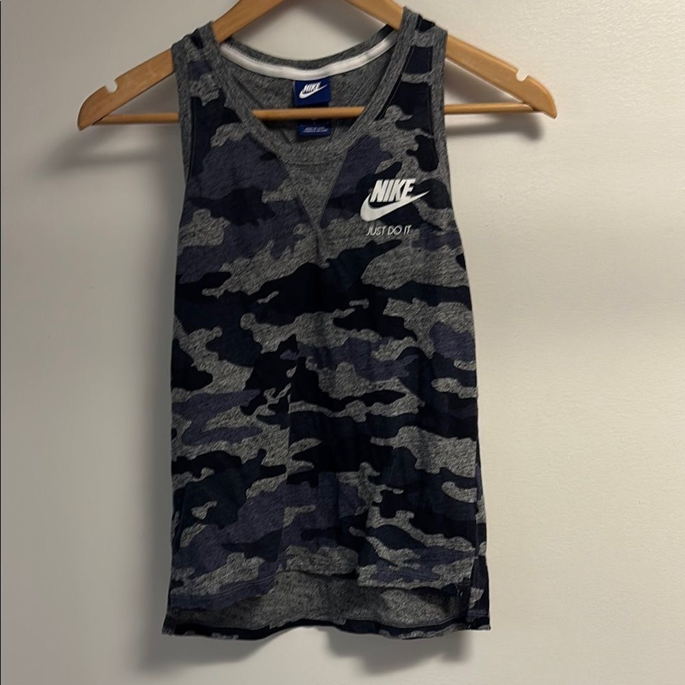Nike BLUE GRAY Camo Tank Top girls L